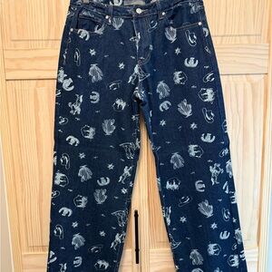 Women’s Navy Printed Denim Jeans